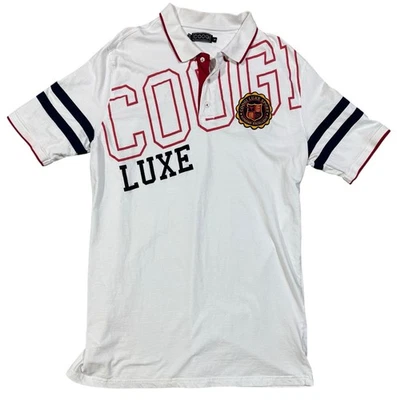 Polo Coogi 4XL Para Hombres Polo de Lujo Manga Corta ~ Blanco Rojo Azul Dorado Foto 1 de 4