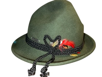 Nuevo sombrero de lana bávara verde de lujo, plumas, cuerda *Leer descripción talla pequeña Foto 1 de 4