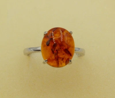 Bernstein - Ring,  Sterlingsilber 925,   Größe  60/19,1 - Bild 1 von 4