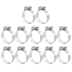 12pz Morsetto per tubo flessibile ingranaggio a vite senza fine 3/4"-1 1/4" regolabile in acciaio inox - Foto 1 di 5