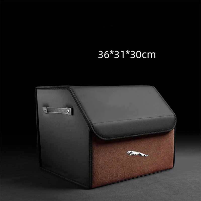 Brown Leather Car Rear Trunk Storage Luggage Box Cargo Organizer For Jaguar Foto 1 de 4