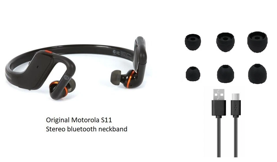 black Motorola S11 HD Bluetooth Headset (89585N)stereo music neckband headphones - Image 1 of 1