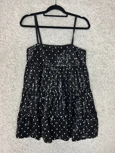 Zara Pailletten Mini Babydoll Kleid Damen XS schwarz weiß gepunktet sexy Party - Bild 1 von 10
