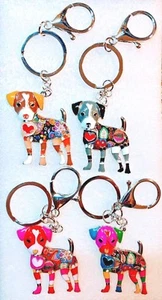 JRT Jack Russell Multicolor Enamel Alloy Key Ring Keychain Purse Dangle Jewelry - Picture 1 of 11