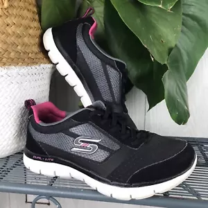 Sneakers Skechers in memory foam raffreddato ad aria leggere sportive nere rosa taglia 7 - Foto 1 di 9
