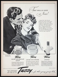 1944 TUSSY Kosmetik Frau WW2 Soldat verliebte sich am Mittag Vintage PRINT AD - Bild 1 von 1