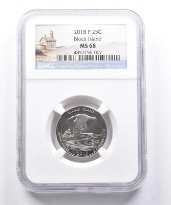 2018-P Washington Quarter Block Island MS68 NGC *7323 - Image 1 of 3