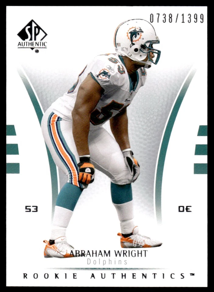 2007 SP Authentic Abraham Wright Rookie 0738/1399 Miami Dolphins #151 R109 - Image 1 of 2