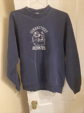 Vintage UConn Huskies Sweatshirt Mens XL Blue Connecticut Crewneck 90s LOOM Cover