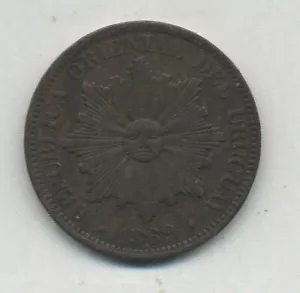 Uruguay 4 centesimos 1869 Heaton KM 13 nice VF - Picture 1 of 2