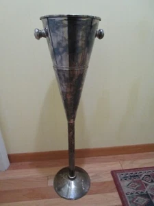 Vintage MCM RW Fink Silver-Plated Champagne Ice Bucket with Stand 3-Pc 36.5” t - Picture 1 of 24
