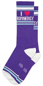 Calcetines I LOVE ROMANTASY de Gumball Poodle Unisex Novedad Acanalados Gimnasio Calcetines Crew - Imagen 1 de 3