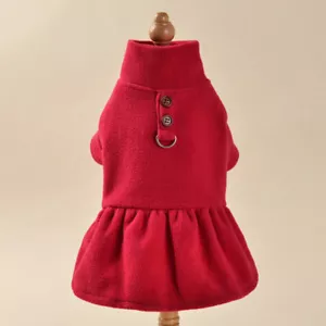 Winter Warm Puppy Dress INS Style Dog Skirt With D-ring For Small Medium Dogs - Picture 1 of 30