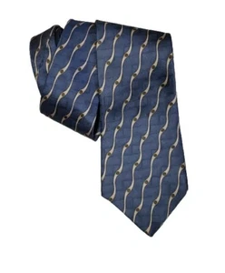 Vintage Milano Uomo 100% Seide Made In USA Blau Abstrakt - Bild 1 von 4