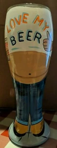 Lolita Hand-Painted Glass Beer Belly "Love My Beer"  22oz - New - Picture 1 of 6