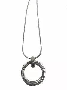 Sterling Silber Halskette 925 Multi Ring Anhänger abgerundete Kette 16,9 g Indien - Bild 1 von 13