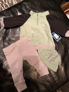 NWT Gerber Baby 0-3 Months 3 Piece Micro Fleece Top Pant & Cap Set FREE SHIP - Picture 1 of 4