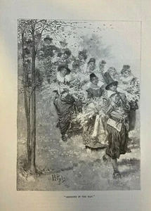 Ilustración de revista vintage de 1884 que trae mayo de Howard Pyle - Imagen 1 de 1