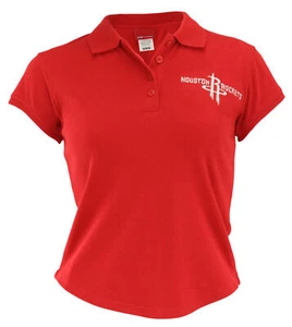 Reebok NBA Junior Women's Houston Rockets Cotton Polo Shirt, Red - Picture 1 of 5