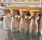 Glass Spice Jars with Cork Lids Set of 4 with Wooden Hanging Rack 