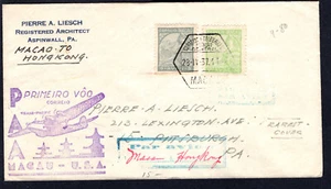 Macao, First Flight Macao - Hong Kong 1937 First Flight Cover FFC - Bild 1 von 2
