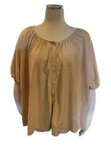Wonderly Beige 3X Blouse Top Casual Short Sleeve - Picture 1 of 7