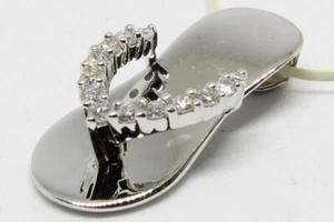 Diamond Gold Flip Flop Pendant 14K Solid Gold Quality Diamonds - Picture 1 of 12