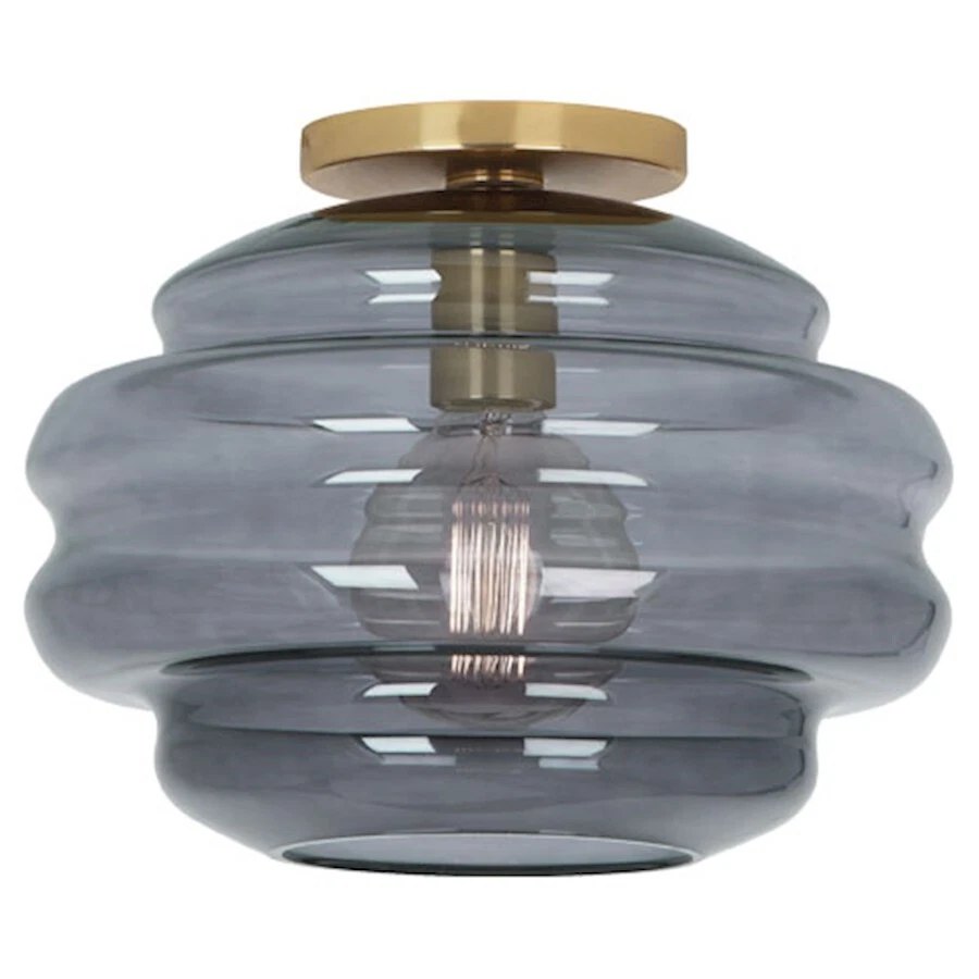 Robert Abbey Horizon 1 Light Flushmount, Modern Brass/Smoke Gray Glass - GY64 - Image 1 of 1