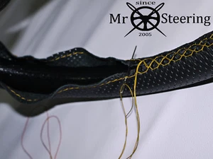 FOR SUZUKI VITARA 88+ PERFORATED LEATHER STEERING WHEEL COVER YELLOW DOUBLE STCH - Picture 1 of 1