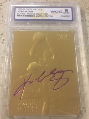 96 KOBE BRYANT FLEER ORO 23K NOVATO GRADUADO COMO NUEVO 10 PÚRPURA LÁSER FIRMA AUTOMÁTICO Foto 1 de 4