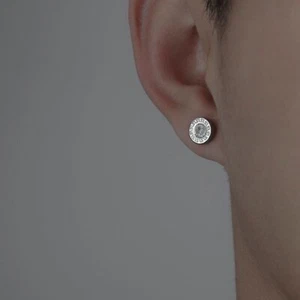 925 Silver Plated CZ Cubic Zirconia Stud Earrings for Men Women - Picture 1 of 3