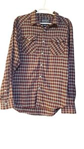 American Rag Cie Long Sleeves Button Up Burgundy Gray Plaid Shirt Size XLarge XL