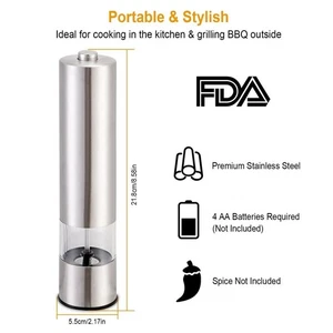 1PCS Electric Salt Pepper Grinder Mill Shakers Set Adjustable Stainless Steel & - Picture 1 of 12