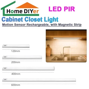 LED PIR Motion Sensor Cabinet Closet Light, Rechargeable, with Magnetic Strip - Picture 1 of 7