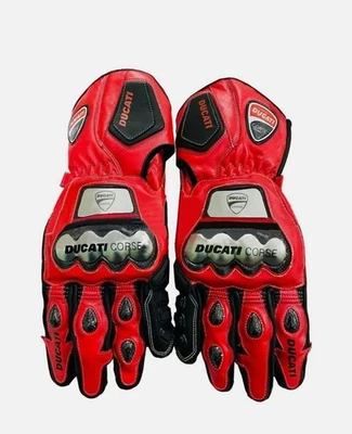 Ducati Corse Motorcycle Riding Gloves Motorbike Racing Leather Gloves All Sizes - Image 1 of 2