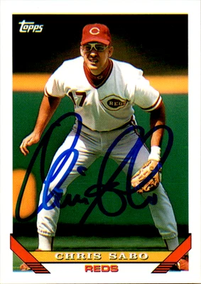 Tarjeta de béisbol firmada por Chris Sabo autografiada 1993 Topps automática #245 Cincinnati Reds Foto 1 de 2