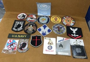 Large Lot Of 20 Vintage Navy, Air Force Pins & Badges/ Patches, Iron On Lot - Picture 1 of 15