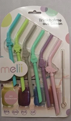 Melii Trinkhalme aus Silikon 7er SET