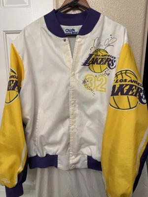 Vintage Magic Johnson Chalk Lines 90's Jacket basketball NBA Lakers size XL read - Image 1 of 4