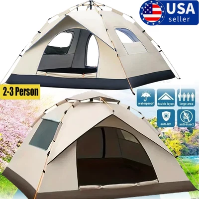 Tienda de campaña instantánea impermeable a prueba de viento para 2-3 personas para acampar senderismo EE. UU. Foto 1 de 4