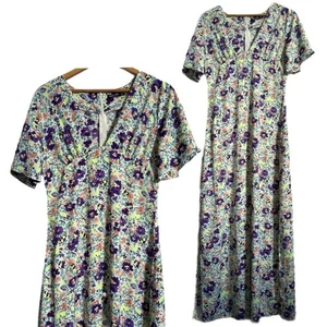 Blumen Maxikleid, Nasty Gal, Gr. 8, langes Kleid, lila, orange gelb - Bild 1 von 12