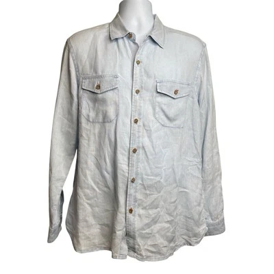 Tommy Bahama Men's Blue Linen Relax Island Modern Fit Shirt Size M Casual - Image 1 of 4