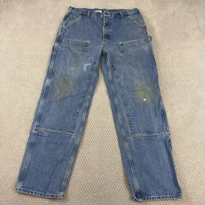 Pantalones de mezclilla Carhartt doble rodilla registrador para hombre talla 38x33 (etiqueta 38x34) trabajo B73 DST Foto 1 de 4