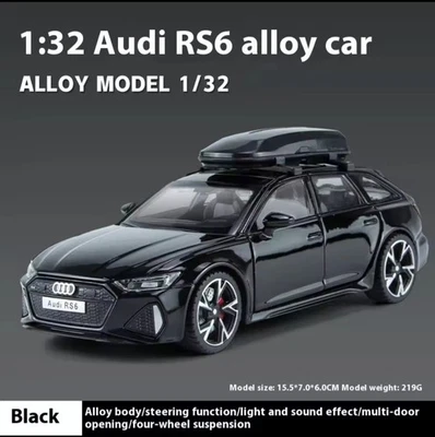 Audi RS6 Avant 1:32 – Voiture Miniature Métal Noir – Lumière, Son, Portes... - Photo 1/4
