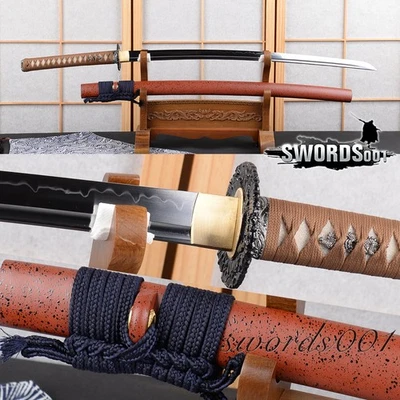 Archaistic Japanese Samurai Katana Sword Real Hamon Silver Plated Wave kashira - Image 1 of 4