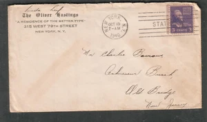 1940 cover The Oliver Hastings West 79th St NY to Anheuser Busch Old Bridge NJ - Picture 1 of 1