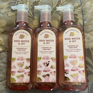 3 x Bath & Body Works ROSE WATER & Ivy Gentle GEL Cleansing Hand Soap 8oz NEW! - Picture 1 of 3