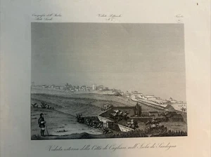 Cagliari; External View of the City of Cagliari on the Island of Sardinia 1845 - Picture 1 of 6