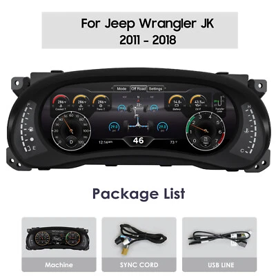 12.3 inch Car Digital Instrument Cluster Speedometer For Jeep Wrangler 2011-2017 Foto 1 de 4