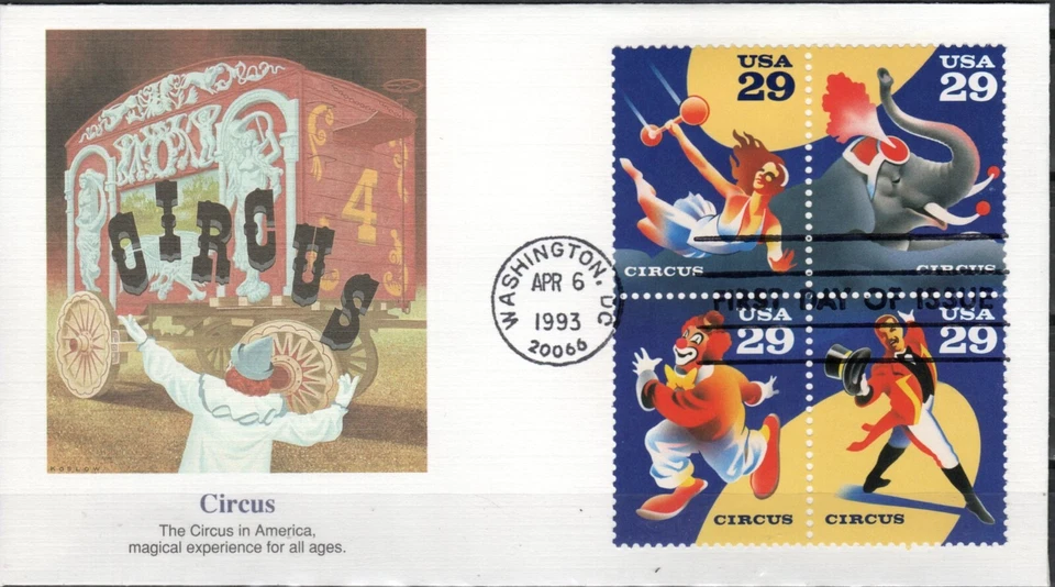 US Scott #2753a, 29 cent "Circus" Block of 4 FDC, Fleetwood Cachet - Image 1 of 1